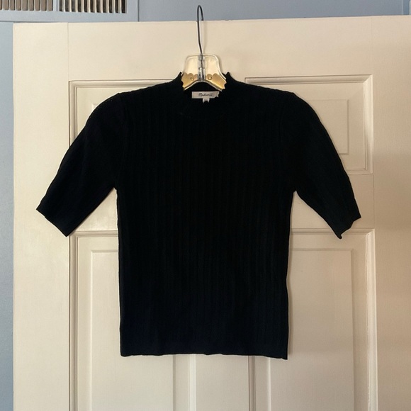 Madewell Tops - Madewell Pointelle-Stitch Mockneck Sweater Tee Abyss Black Size XXS 2XS NWT